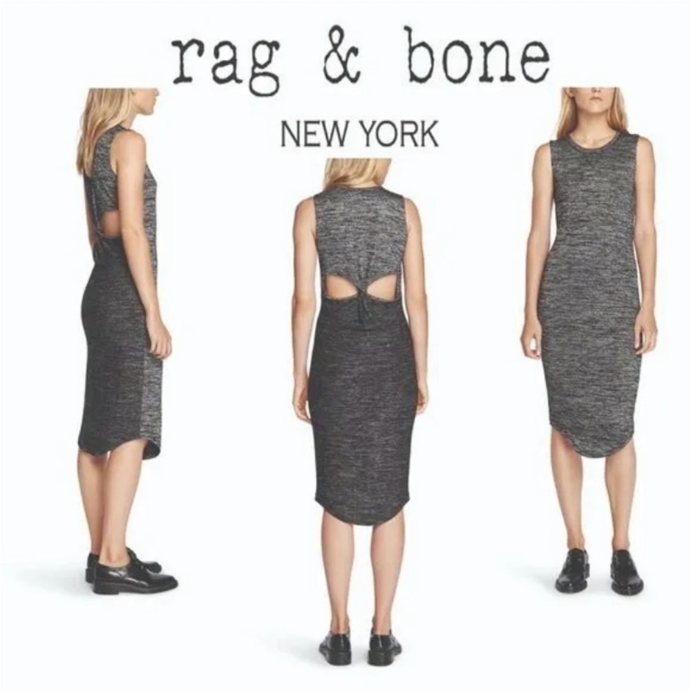 - Rag and Bone Open Back Twist Heathered Gray/Black Dress